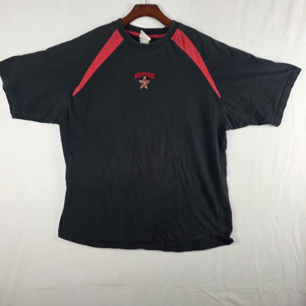 CSA Men XL Black Houston Astros MLB Raglan Short Sleeve T-Shirt Embroidered Logo